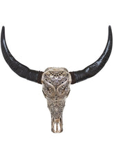 Authentic Antique Silver Hand Carved Buffalo Skull